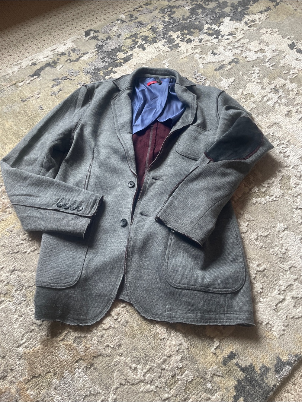 Men's Gray Wool-Blend Casual Blazer Jacket